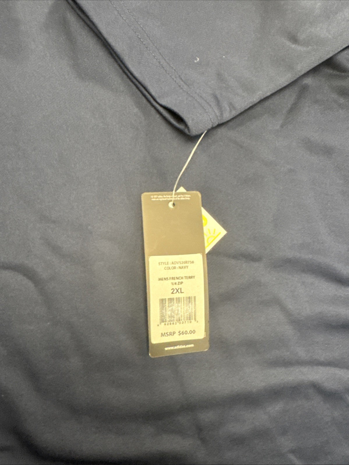 Adidas Golf Men's 2XL Navy UPF 50 3-Stripe Quarter Zip Performance Pullover NWT