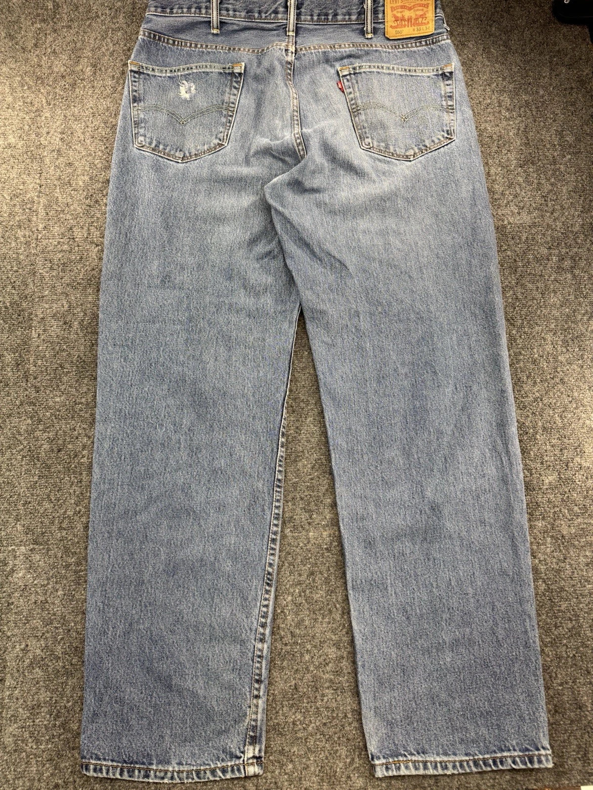 Levi's Men's Jeans W38 L34 Light Wash Blue Denim Straight Leg Distressed