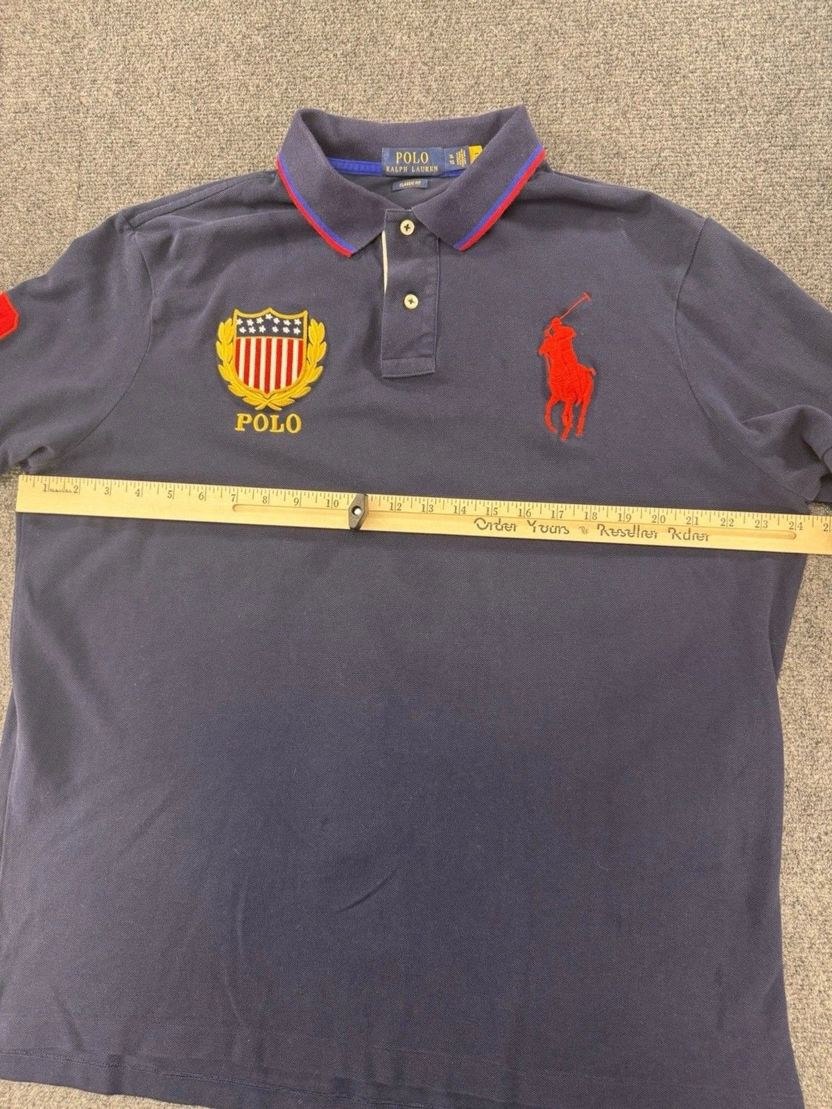 Polo Ralph Lauren Big Pony USA Shield Polo Shirt Navy XL Classic Fit