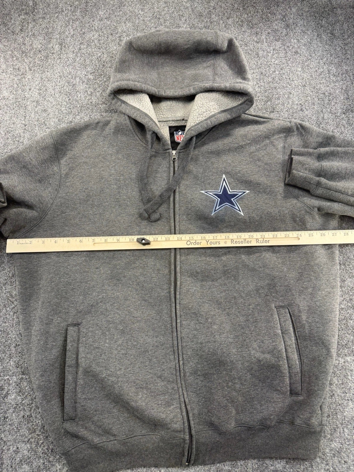 Dallas Cowboys Full Zip Hoodie Gray NFL Star Logo Sweatshirt Mens L