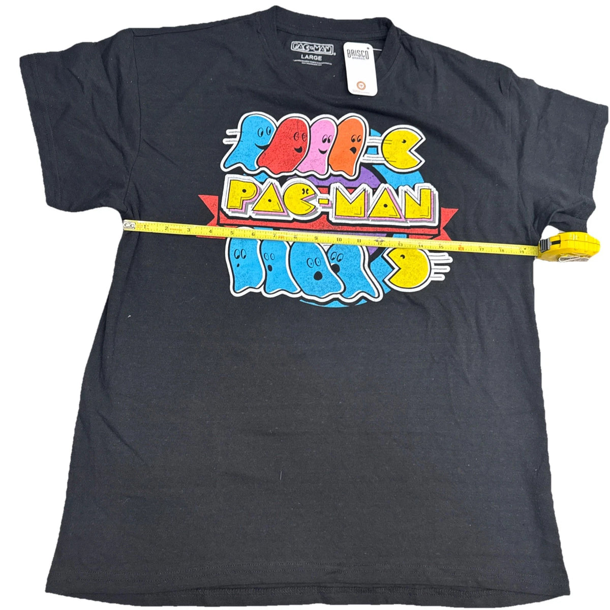 Pac Man Graphic T Shirt Mens Large Retro Video Game Gaming Tee Black BNWT