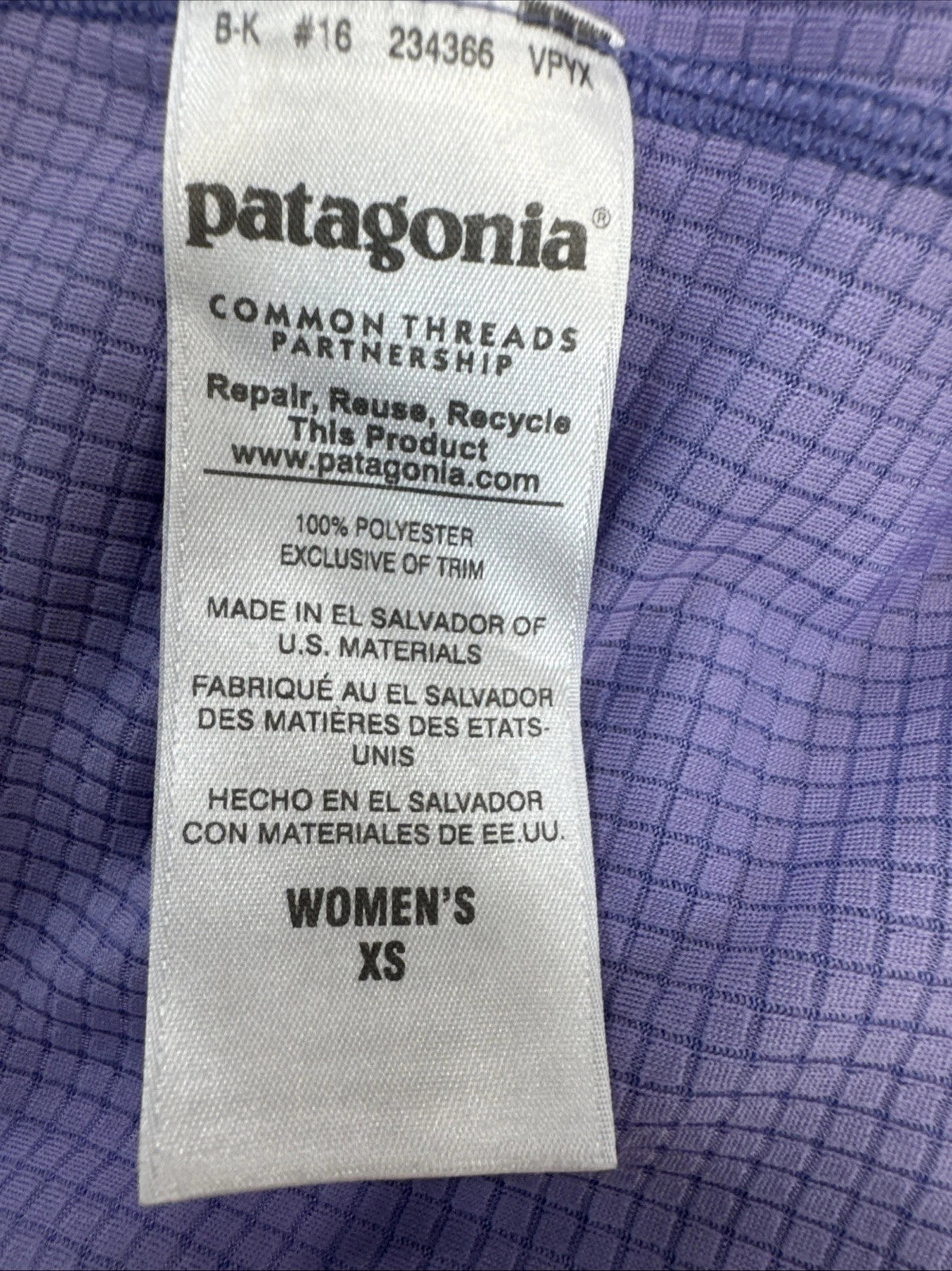 Patagonia Capilene Midweight 1/4 Zip Women’s XS Purple Baselayer Pullover