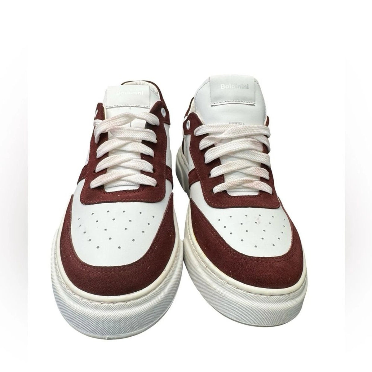 Baldinini Leather Sneakers Men’s EU 39 US 6 White Burgundy Made in Italy