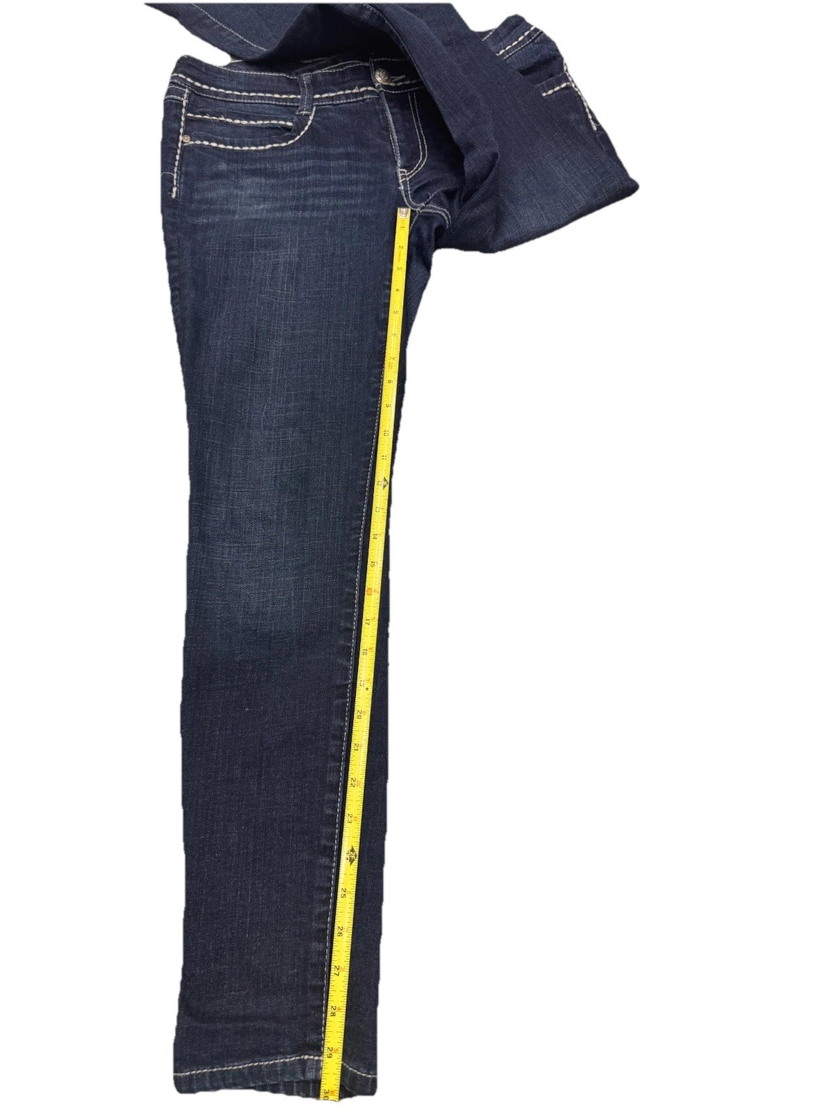 Vintage Seven For All Mankind Skinny Jeans Womens 10 Blue White Stitching Y2K EU