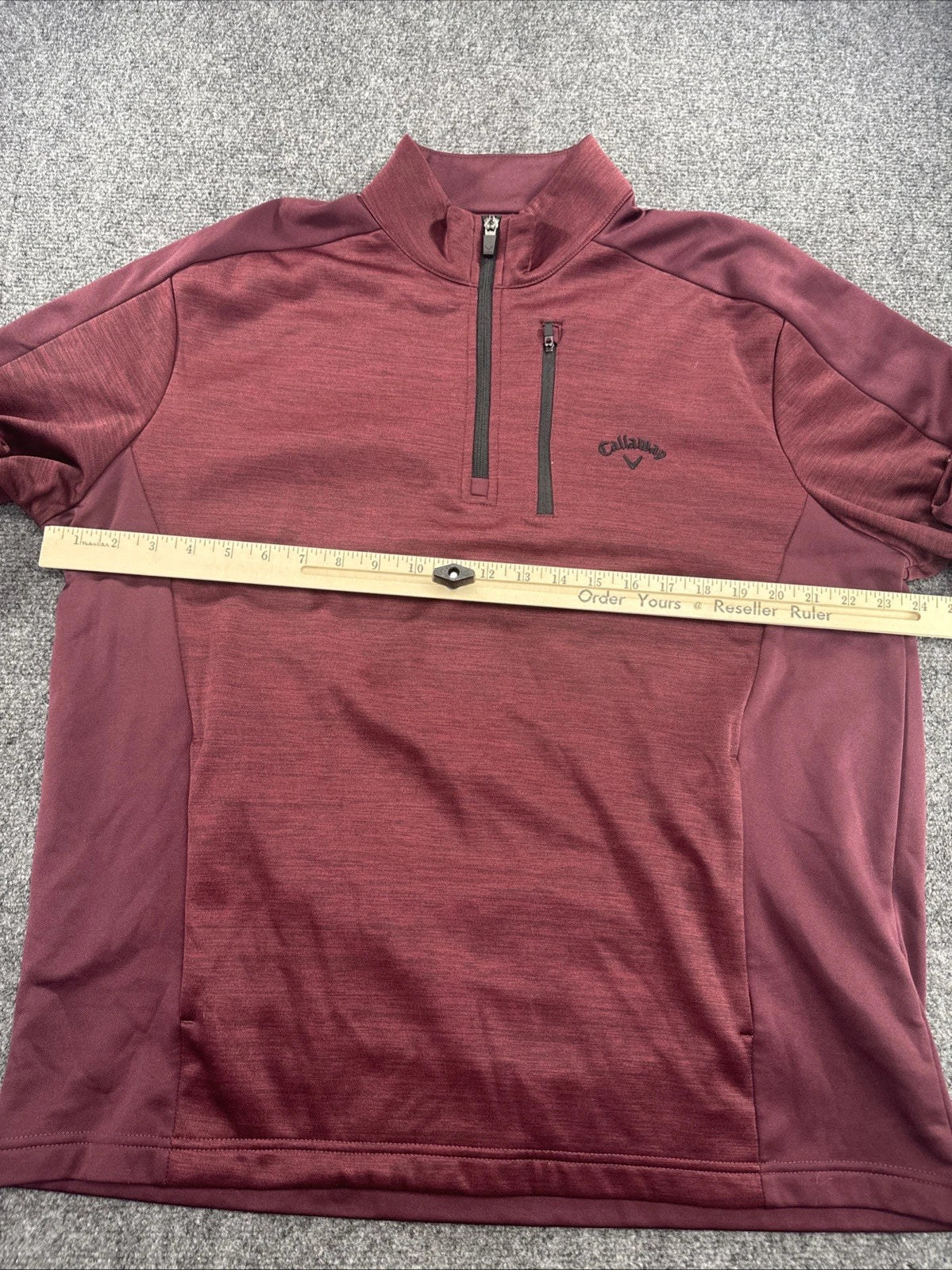 Callaway Golf 1/4 Zip Pullover Men's Large Burgundy Chest Pocket Performance