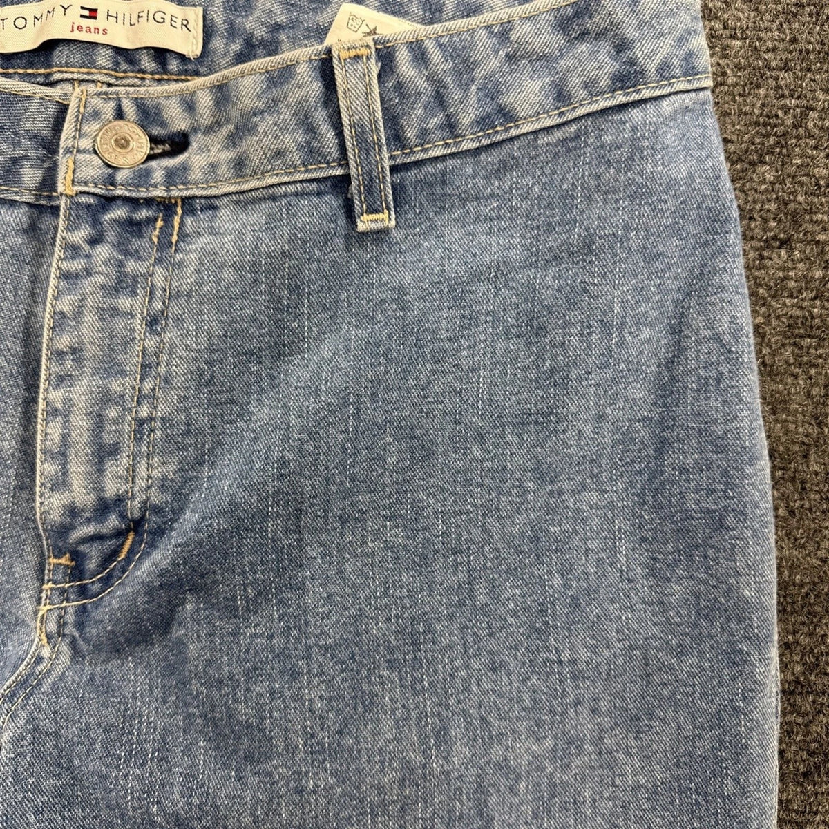 Vintage Y2K Tommy Hilfiger Jeans Womens 8 Studded Hem Wide Leg Made Canada 2002