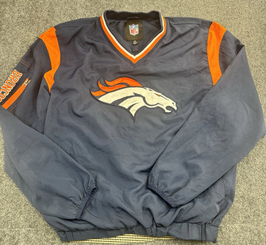 Denver Broncos Windbreaker Pullover Mens L Navy Orange NFL