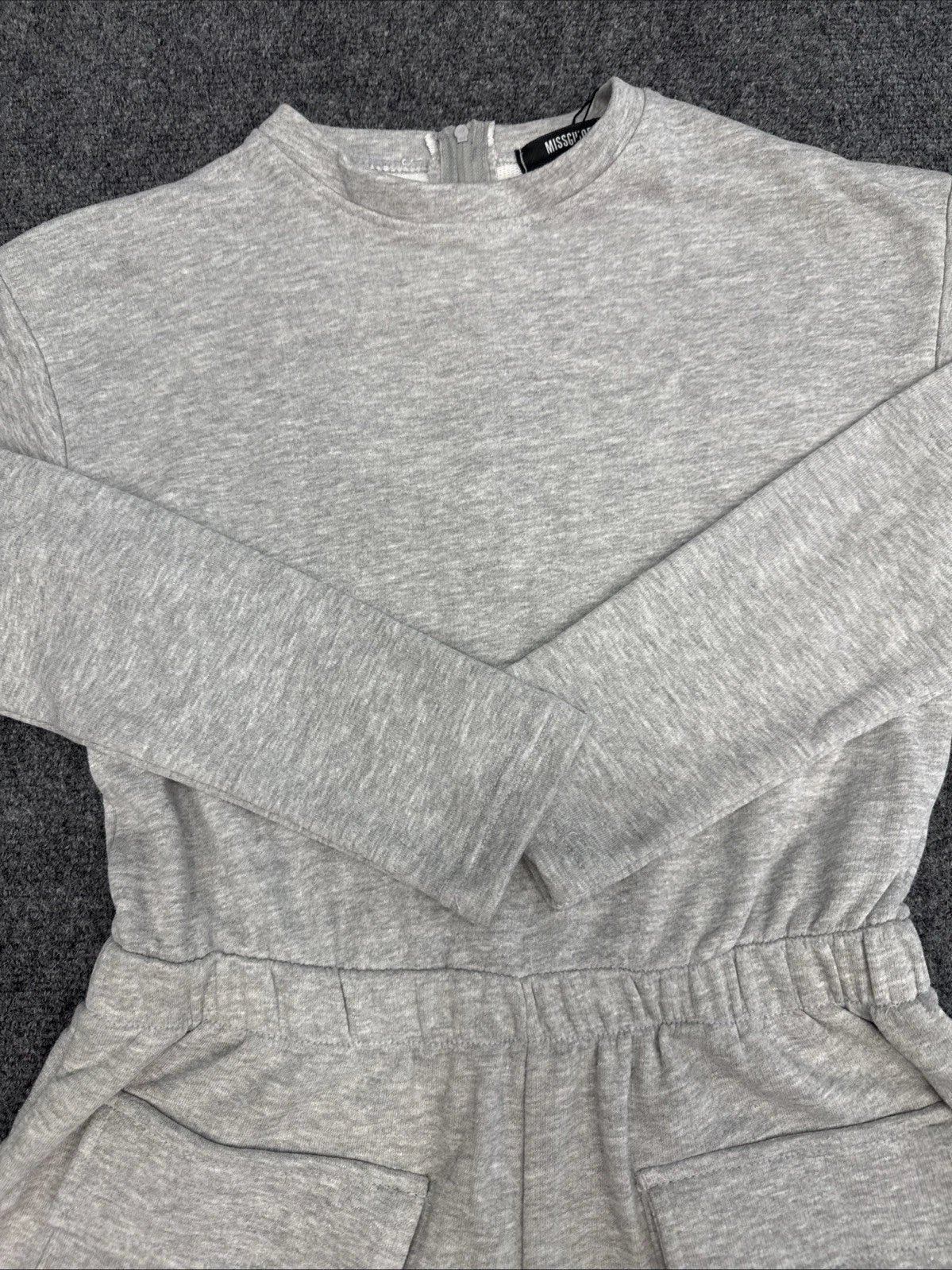 Missguided Grey Long Sleeve Playsuit Romper Women's US 4 UK 8 NWT Pockets