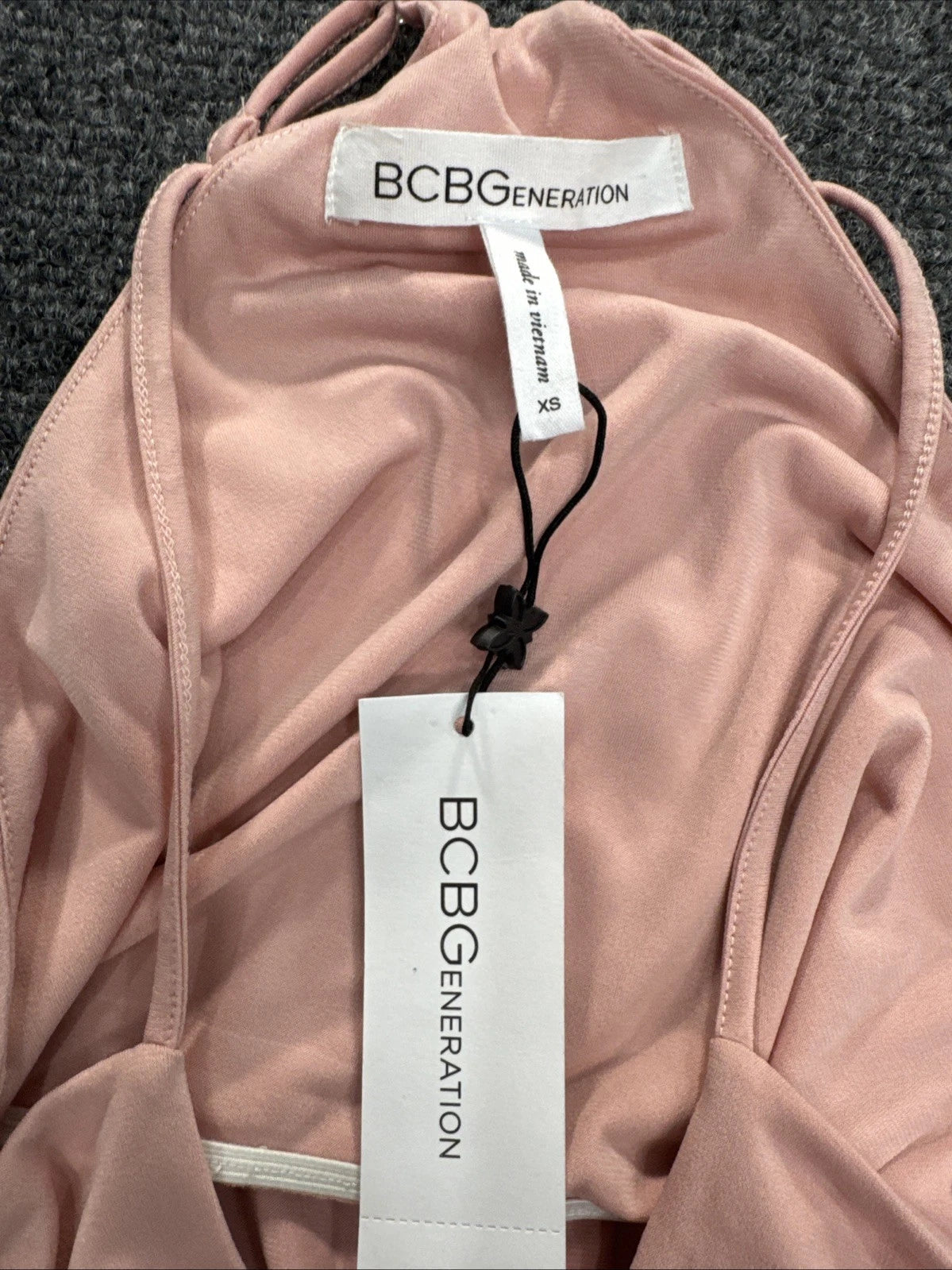 BCBGeneration Pink Rose Draped Mini Dress XS NWT Spaghetti Strap Cocktail