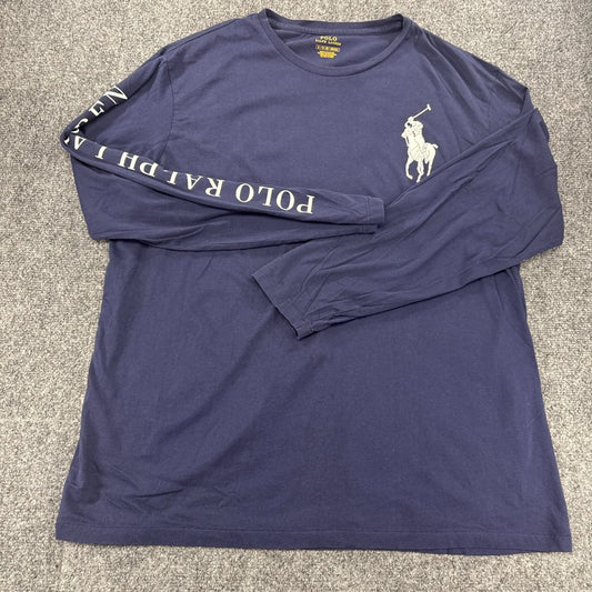 Polo Ralph Lauren Big Pony Long Sleeve T-Shirt Navy Logo Men’s XL Cotton