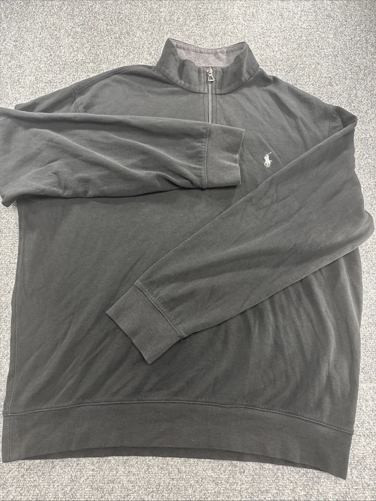 Polo Ralph Lauren Mens XL Quarter Zip Pullover Black Gray Pony Logo