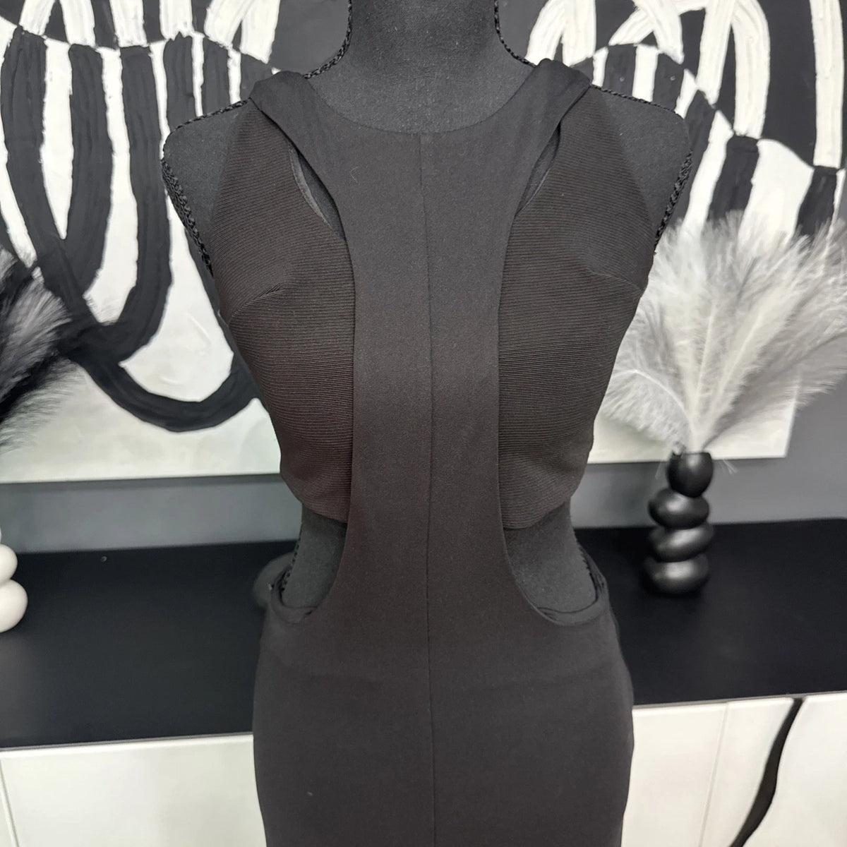 Sans Souci Black Cutout Maxi Dress Women's XS Sleeveless Bodycon Evening