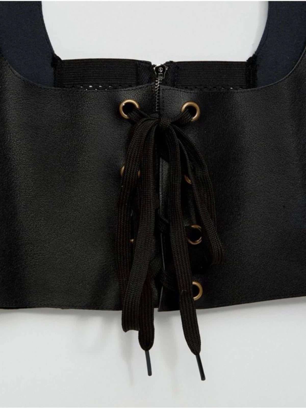 ASOS Women's S Black Faux Leather Lace Up Corset Bustier Crop Top Goth