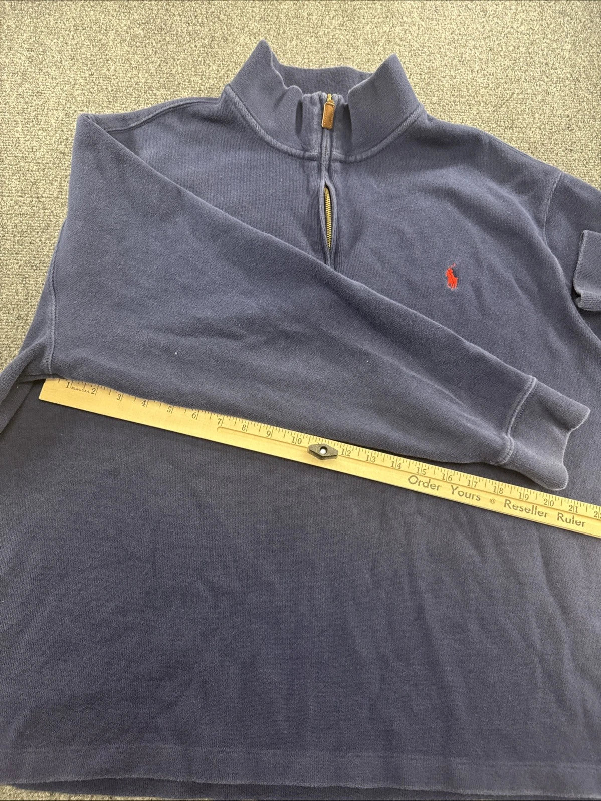 Polo Ralph Lauren Men’s 2XB Navy Blue 1/4 Zip Pullover Red Pony Cotton