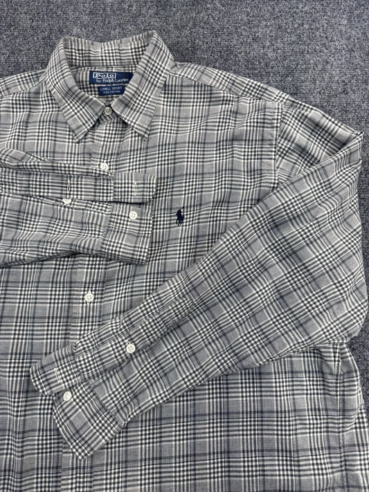 Polo Ralph Lauren Lowell Sport Plaid Button-Down Shirt, Gray, Large - Pre-Owned