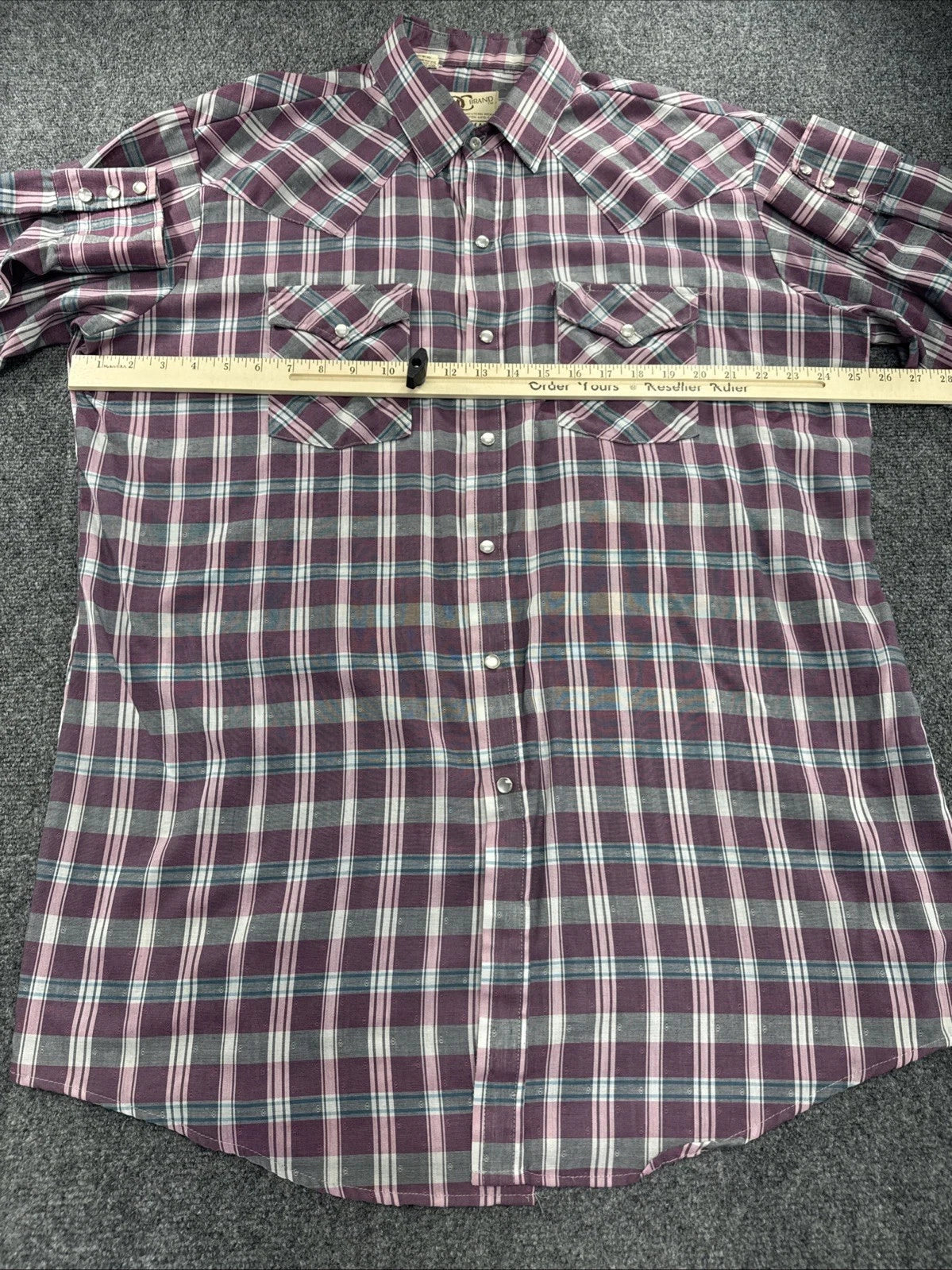 Vintage Dee Cee DC Brand Western Pearl Snap Shirt Men XL Tall Plaid Cowboy