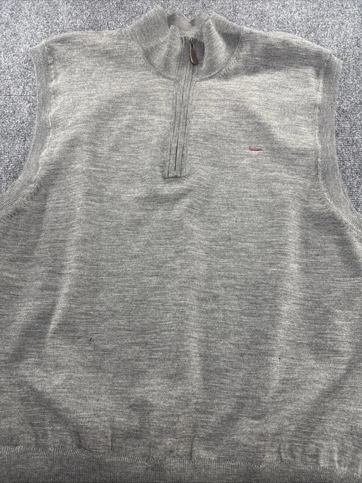 Fairway & Greene Golf Sweater Vest Mens L 100% Wool Gray 1/4 Zip