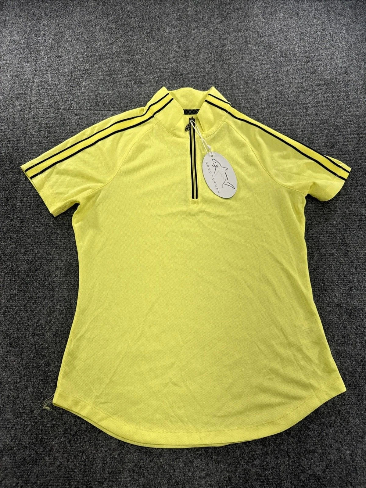 Greg Norman Play Dry Golf Shirt Women XS Bright Yellow Black Quarter Zip NWT