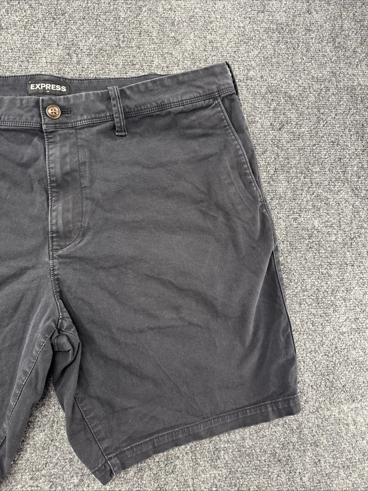 Express Men’s Chino Shorts 38 Black Stretch Casual Flat Front Classic Summer