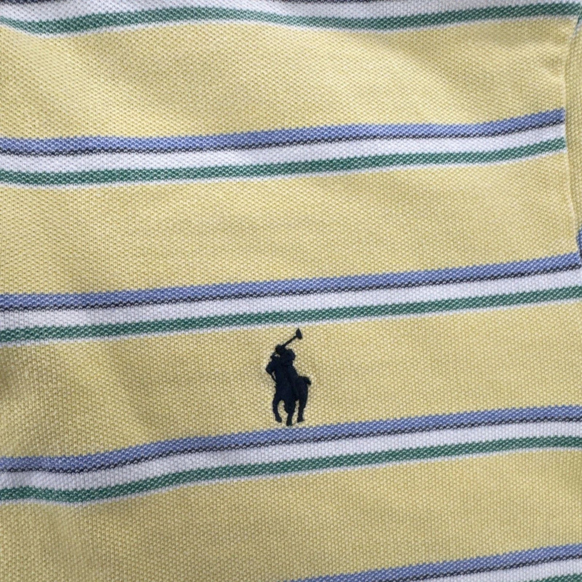 Polo Ralph Lauren Custom Fit Polo Shirt Mens XL Yellow Striped Pony Logo