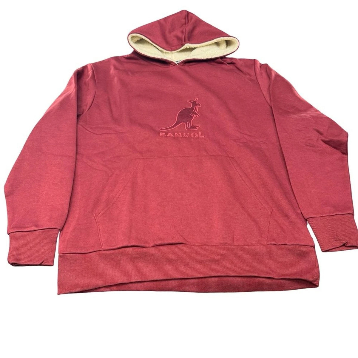 Kangol Men’s Sherpa Lined Hoodie XL Maroon Burgundy Streetwear BNWT