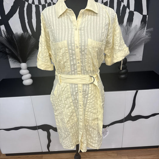 ASOS Design Yellow Seersucker Shirt Mini Dress Women's 6 NWT D Ring Belt