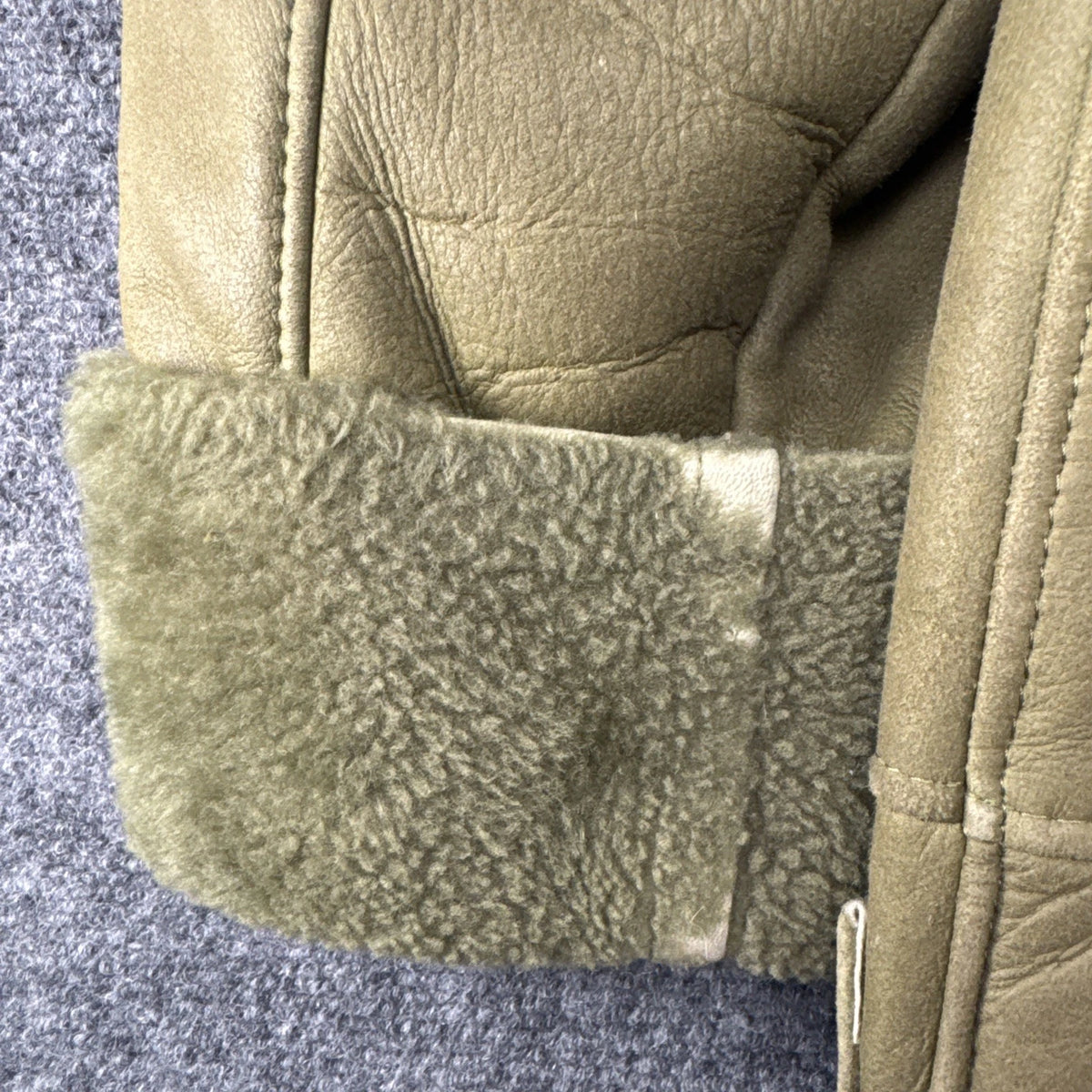 Vintage Sawyer of Napa Sheepskin Shearling Coat Olive Green Made in Canada