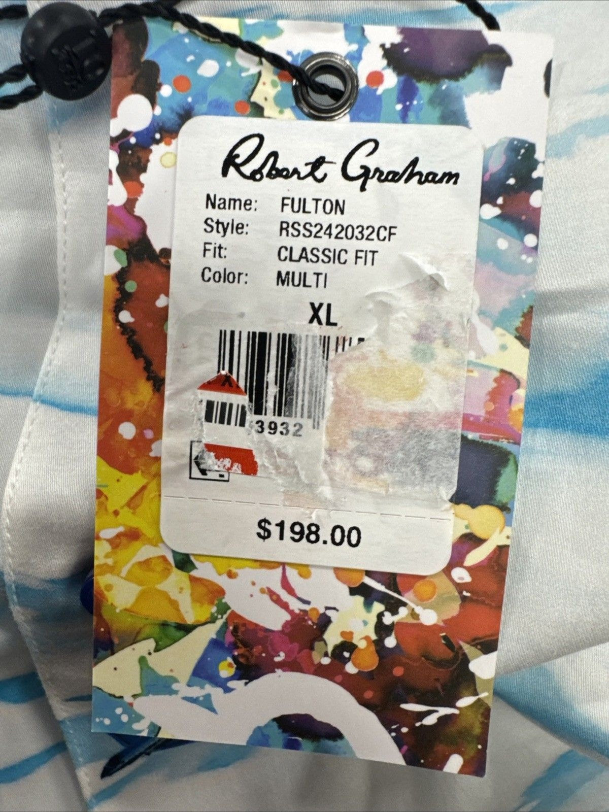 Robert Graham Fulton Shirt Men XL Airplane Cloud Print Short Sleeve NWT $198