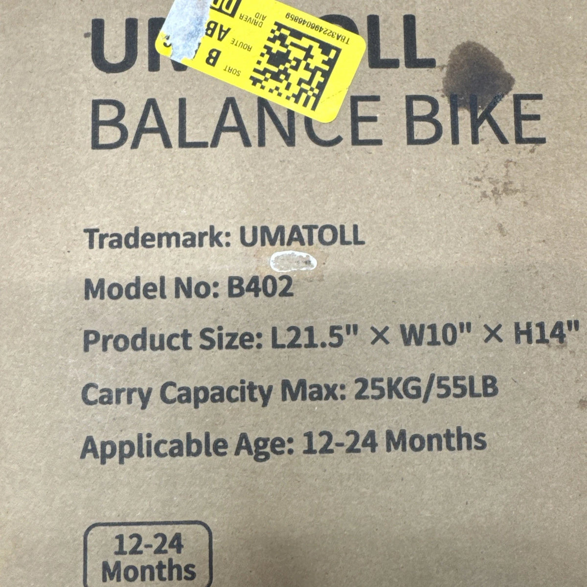 UMATOLL Pink Toddler Balance Bike 12-24 Months BNIB No Pedals Ride On