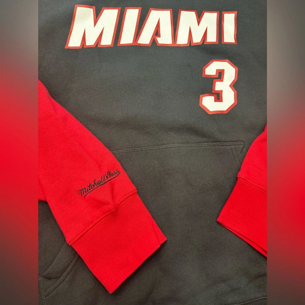 Mitchell & Ness Dwyane Wade Miami Heat Hoodie Black Red Size XL BNWTV