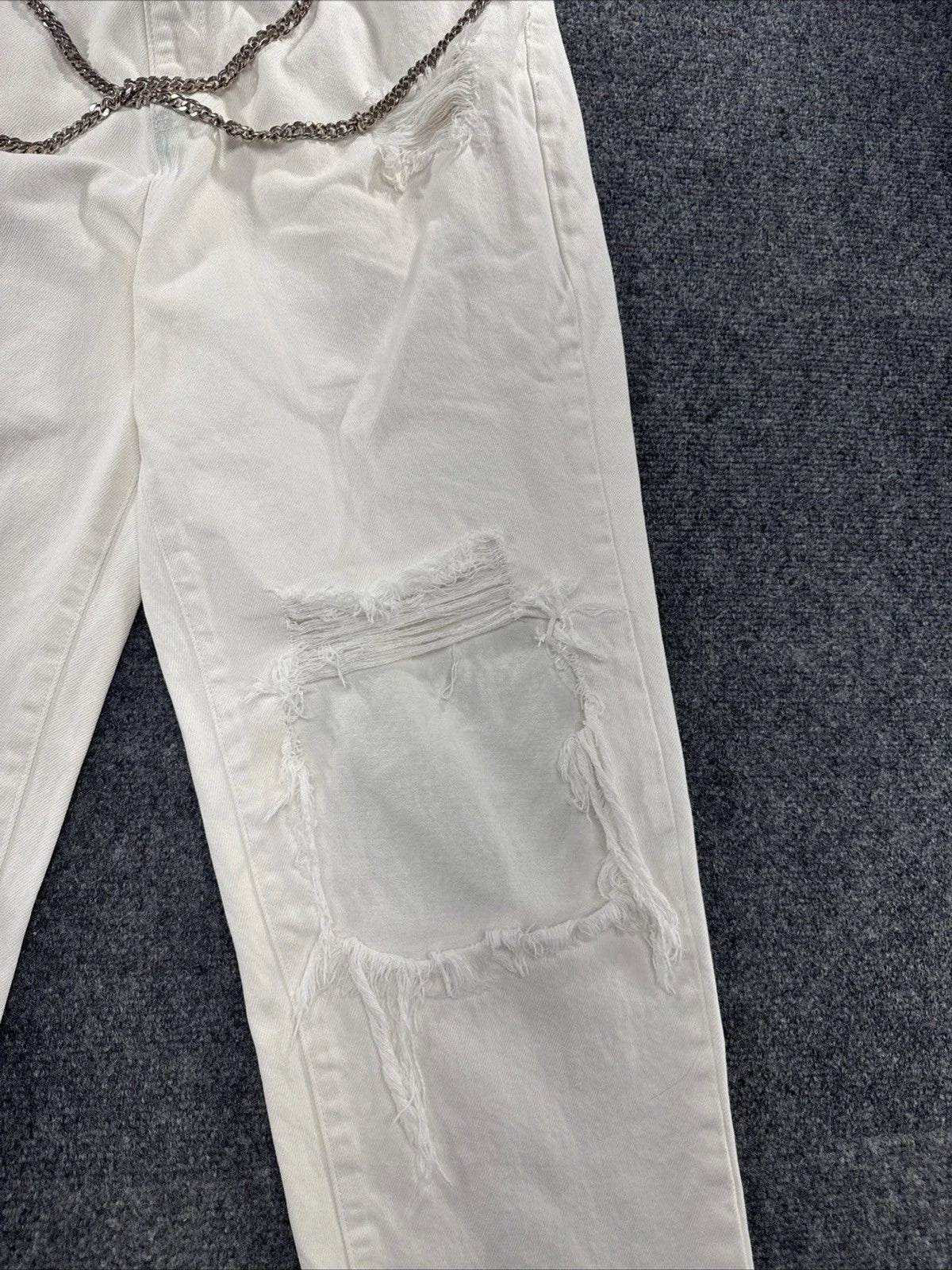 CARMAR Cargo Jeans Women 29 White Chain Utility Denim Y2K Streetwear