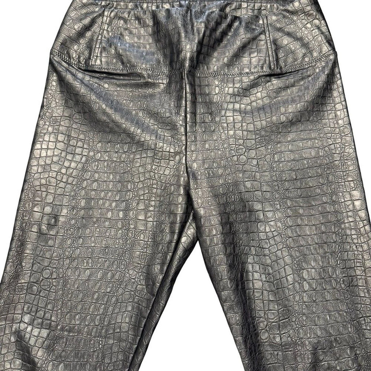 7 For All Mankind Croc Embossed Coated Pants Women’s Large Black Skinny