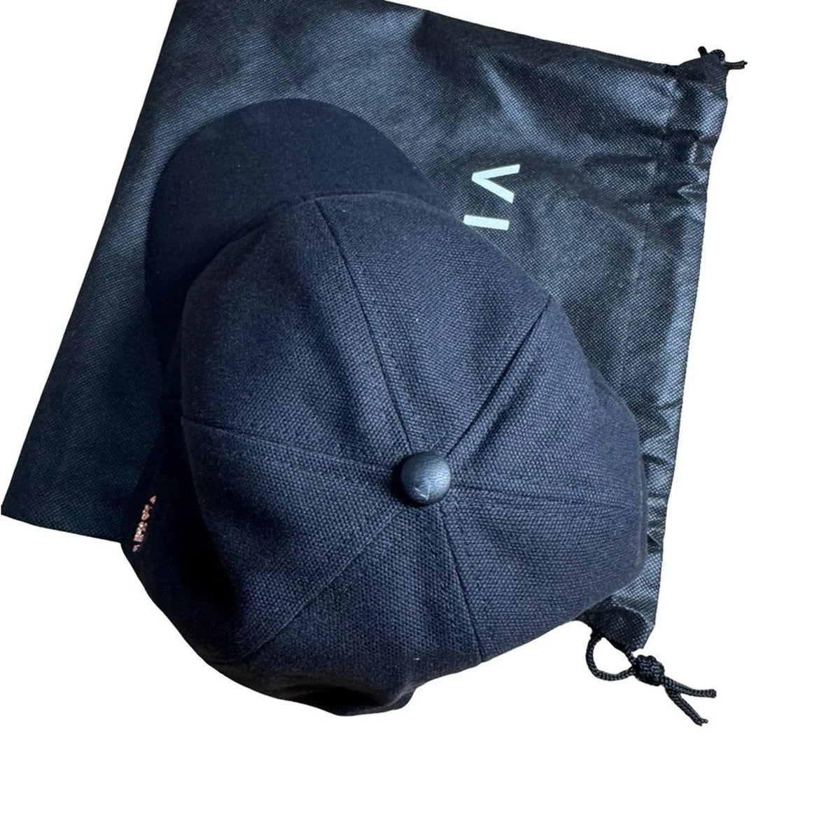Vianel New York Lamb Leather Cap L/XL Black Snapback with Dust Bag NWOT
