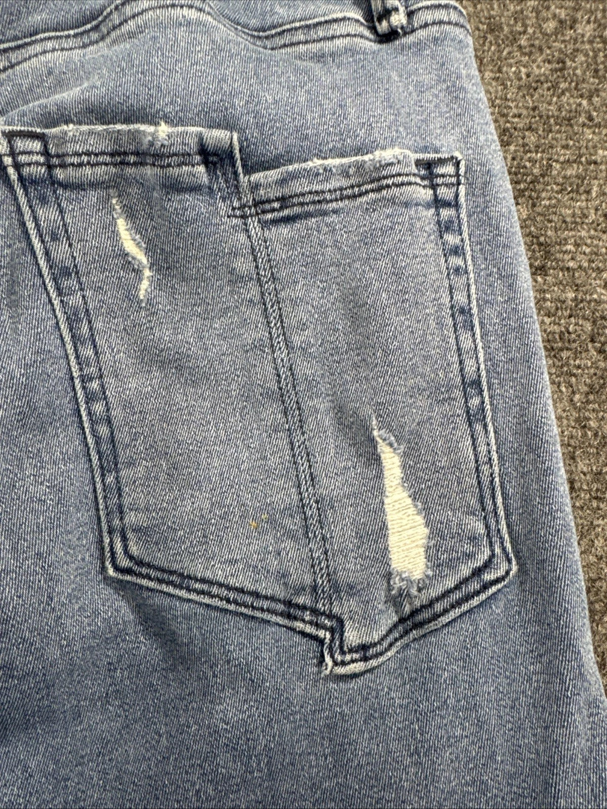 Good American Good Legs Straight Jeans Womens 10/30 Light Wash Raw Hem Stretch