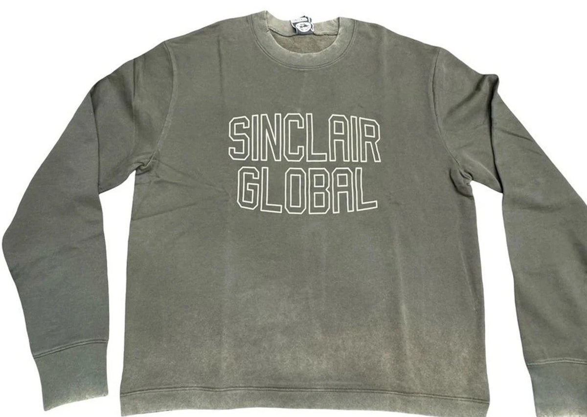 Sinclair Global Distressed Crewneck Sweater Men’s Small Hunter Green BNWT