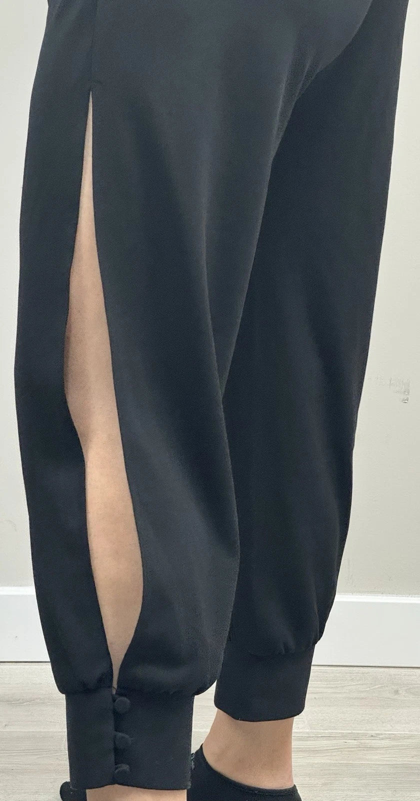 Supply & Demand Womens Black Split Leg Jogger Pants Button Cuff Size L