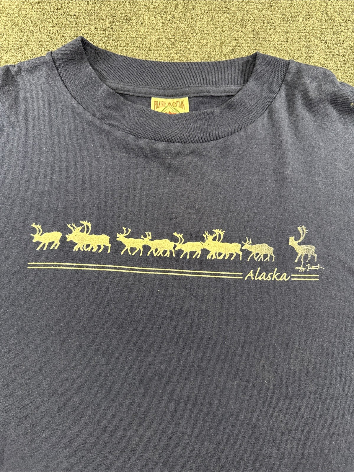 Vintage 90s Prairie Mountain Alaska Caribou T-Shirt XL USA Single Stitch