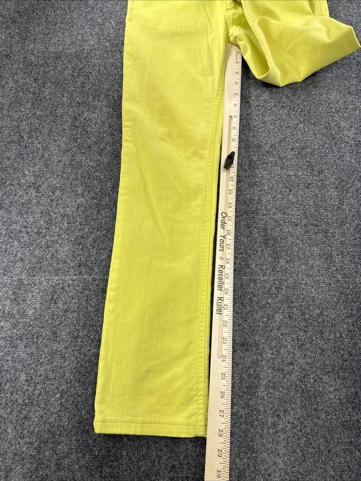 Gattinoni Jeans Women's 30 Neon Yellow Chartreuse Straight Leg Designer
