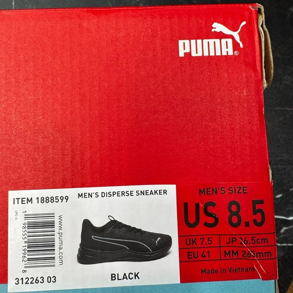 Puma Disperse Men’s Sneakers Size 8.5 Black White Red BNIB 312263-03