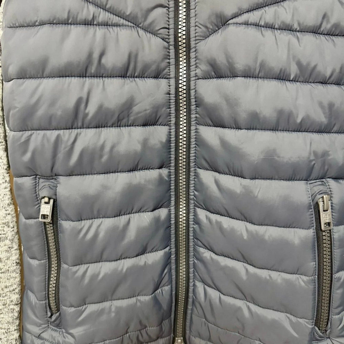 Superdry Storm Hybrid Jacket Men’s M Gray Quilted Fleece Hooded