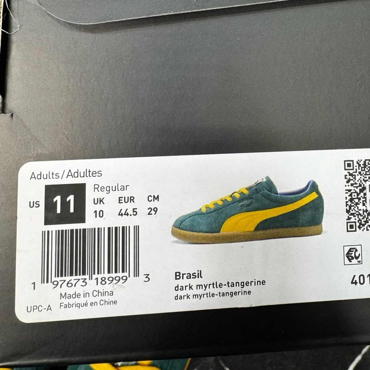 PUMA Brasil Mens 11 Dark Myrtle Tangerine Suede Sneakers 401048-01 NIB