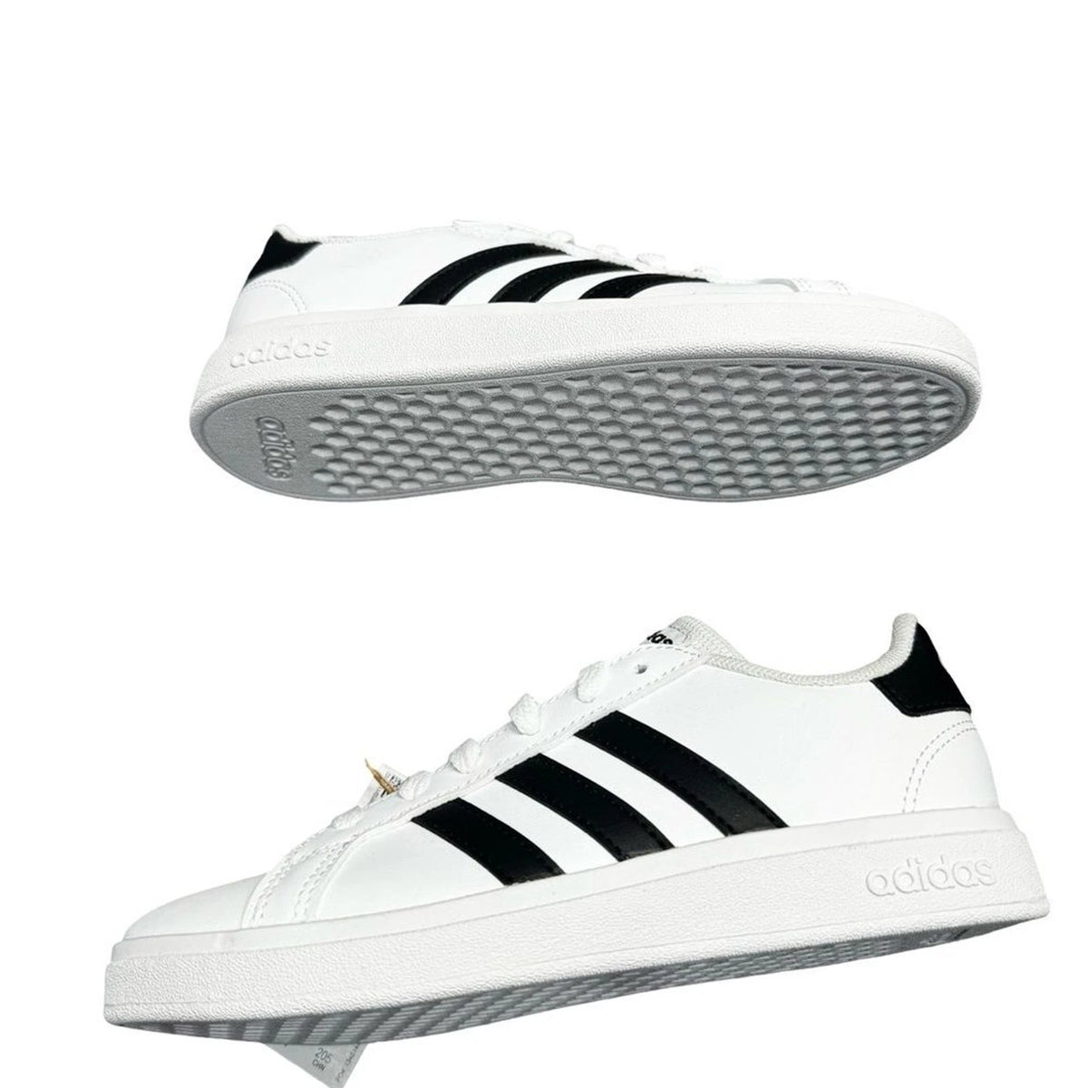 adidas Grand Court 2.0 K Kids 2 White Black GW6511 New with Box