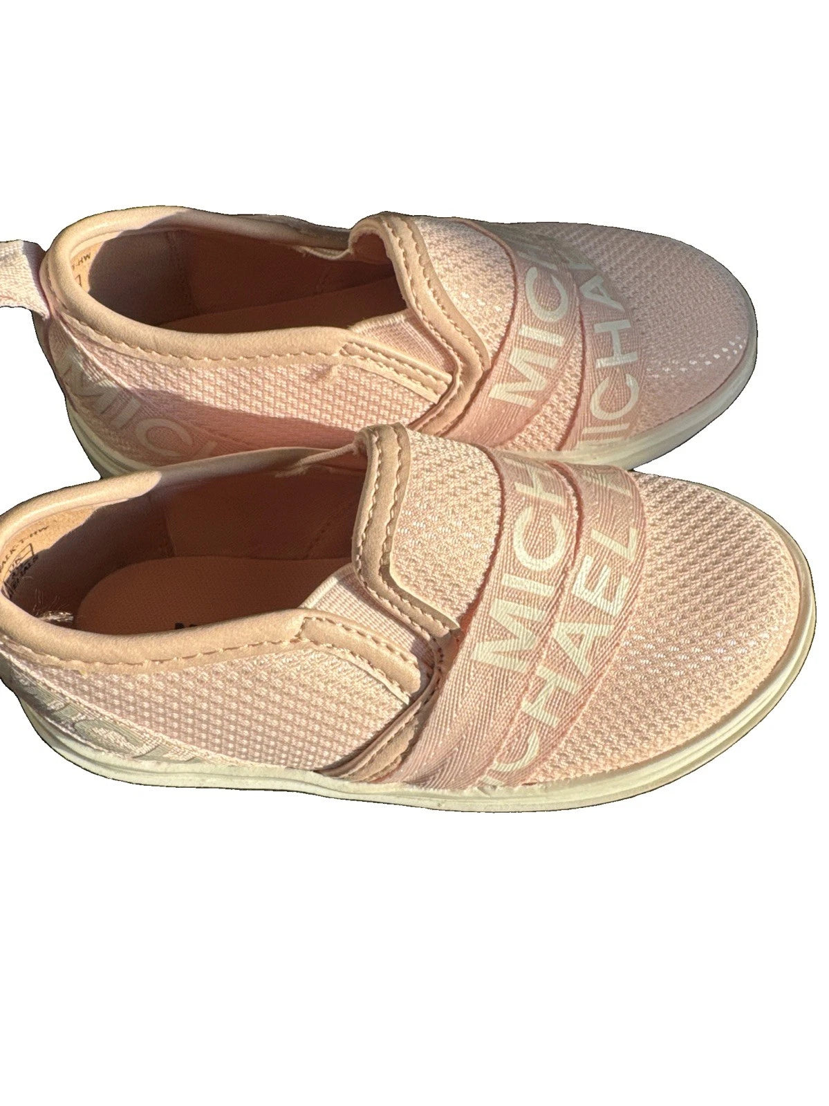 Michael Kors Toddler Girls Slip On Sneakers Size 7T Pink Logo Mesh NWOB