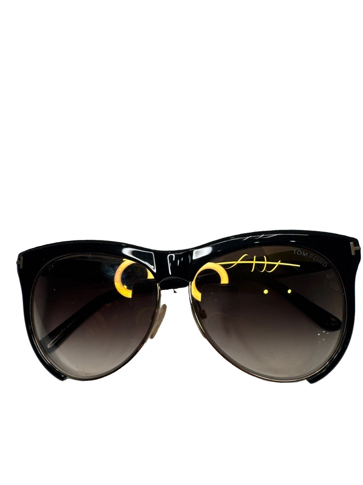 Tom Ford Leona TF365 01G Sunglasses Black Gold Gradient 59-12-140