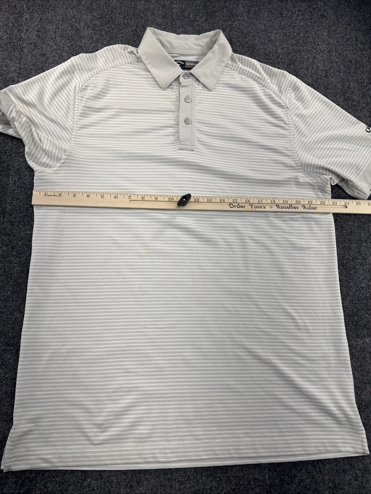 Callaway Opti-Dri Golf Polo Men’s L Gray White Striped Stretch Performance