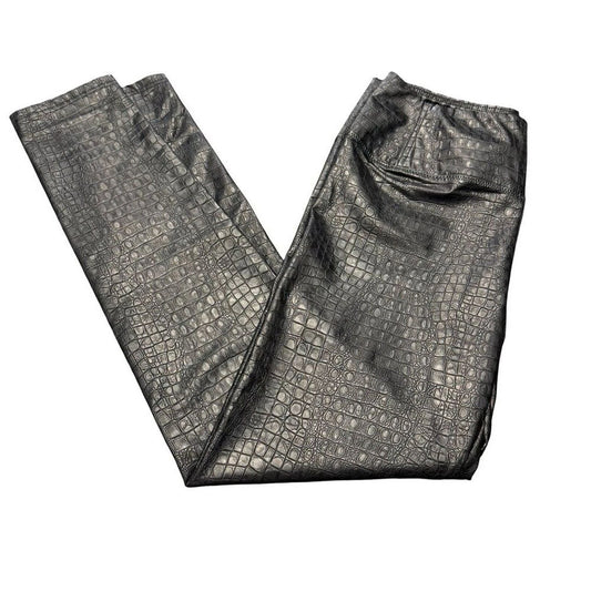 7 For All Mankind Croc Embossed Coated Pants Women’s Large Black Skinny