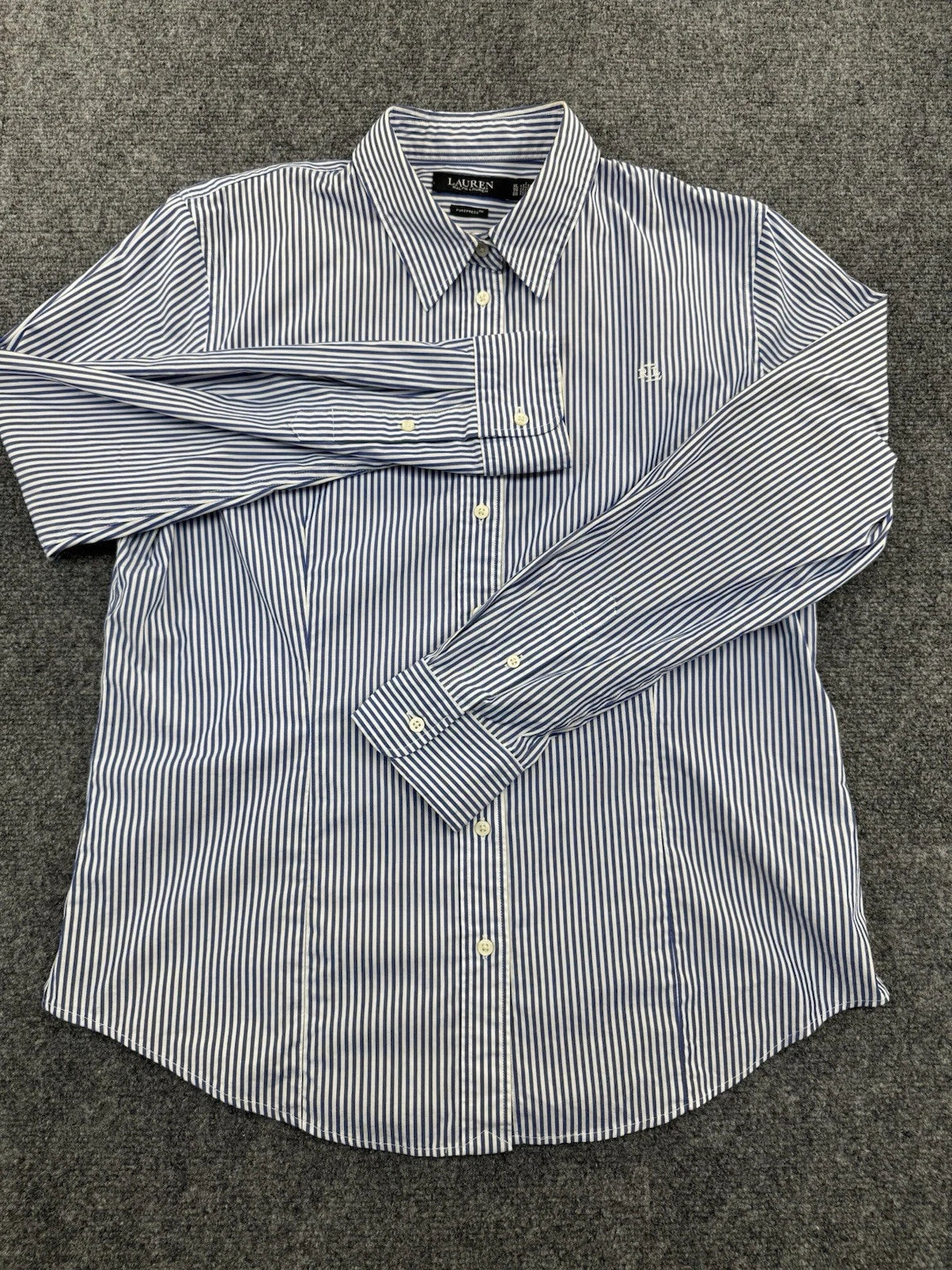 Lauren Ralph Lauren Pure Press Button-Down Shirt, Blue/White Striped, XL - Pre-Owned