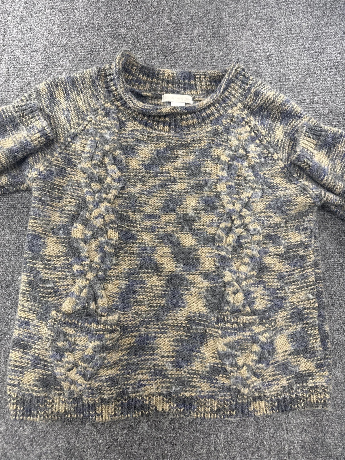 Design History Wool Blend Cable Knit Sweater Women’s L Pockets Marled Cozy