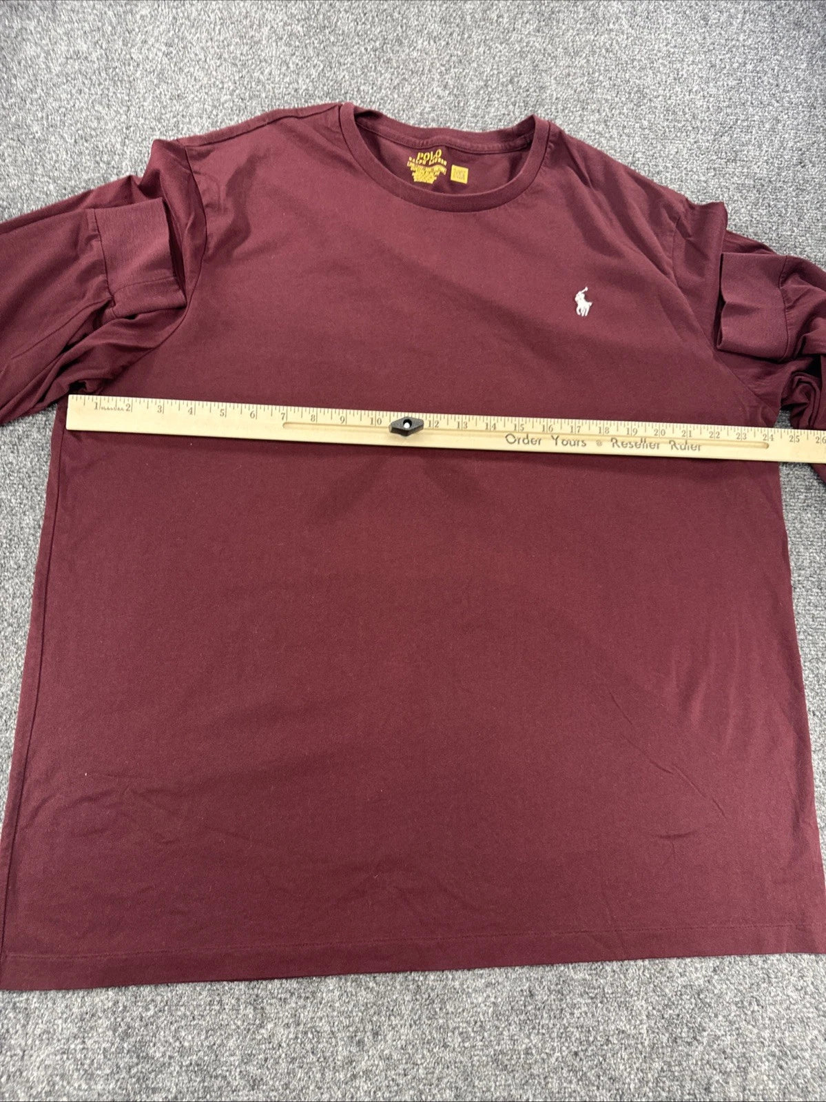 Polo Ralph Lauren Long Sleeve T-Shirt Men's XXL Burgundy Custom Slim Fit