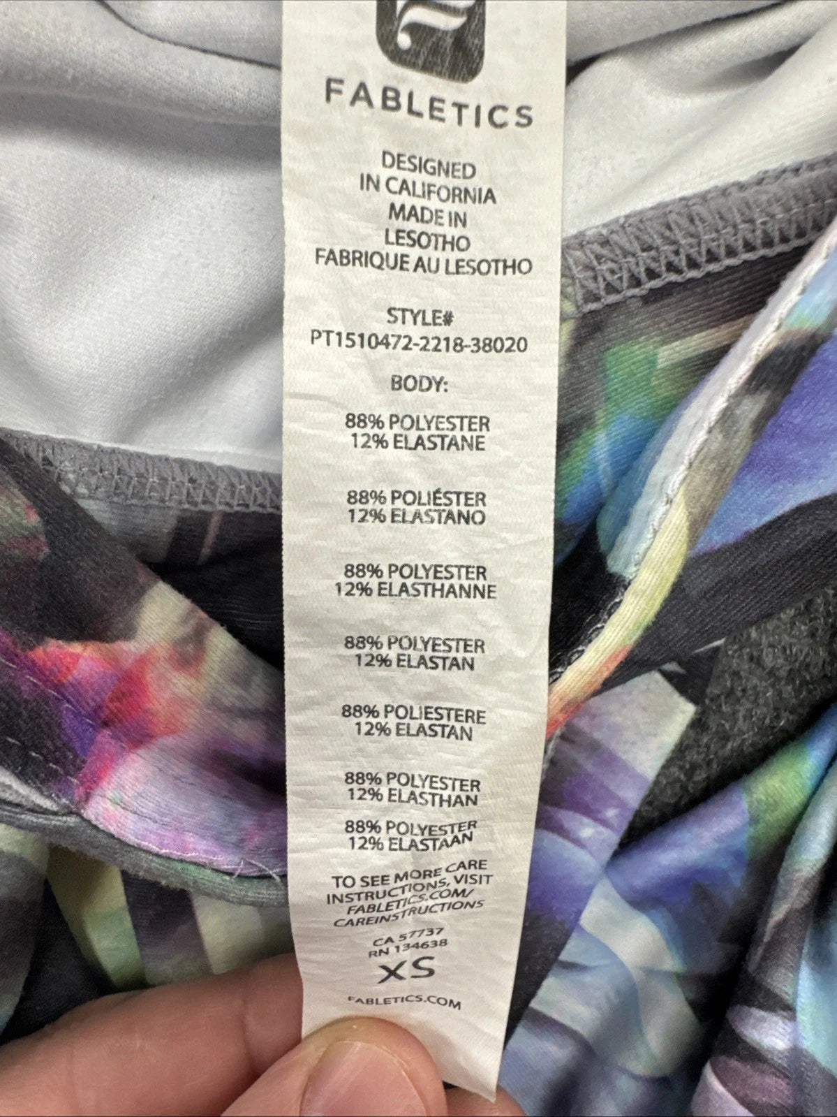Fabletics PowerHold Floral Print Leggings Womens XS Multicolor Workout Yoga